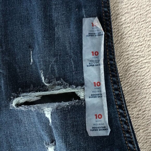 Old Navy Womens Rockstar Jeans 10S Blue Denim Mid-Rise Super Skinny Distressed - Picture 8 of 16